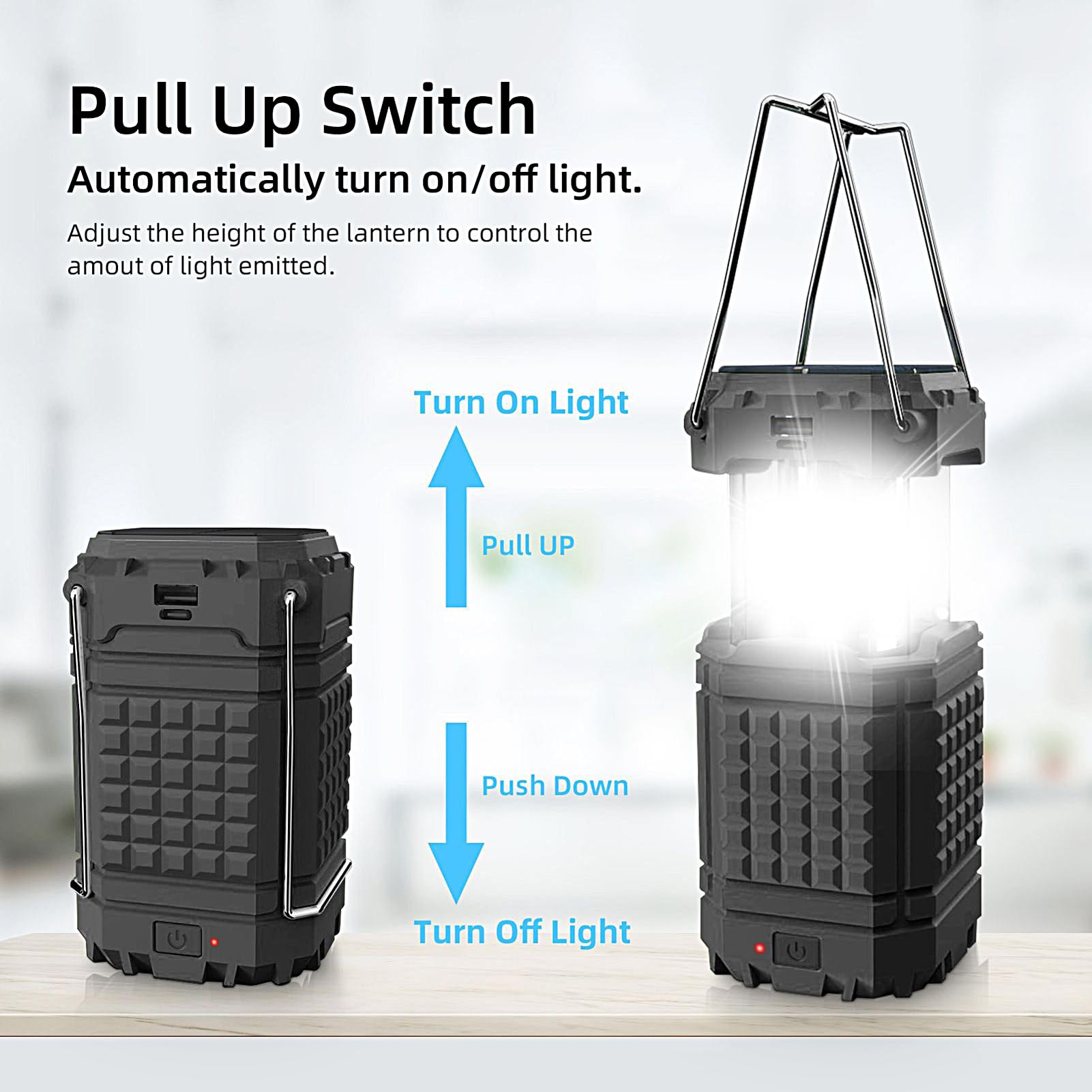 Luce da esterno per campeggio Appendi bile con manovella | Lampada LED USB Solare da Tenda Per riparazioni auto, arrampicata, giardino e cortile, escursionismo, pesca