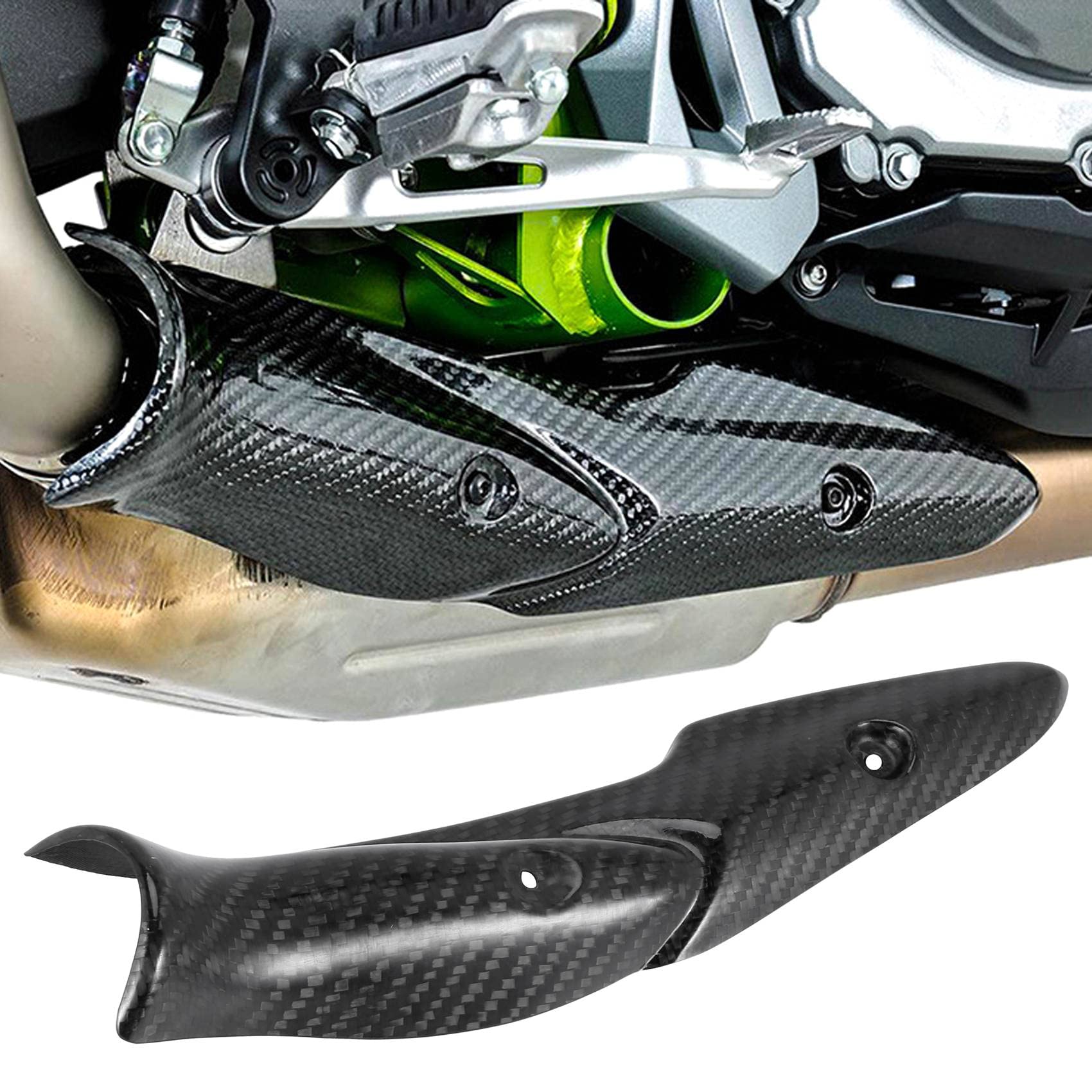 Scudo Termico In Fibra Di Carbonio Per Moto Kawasaki Z900 2017-2019 - Protezione Tubo Di Scarico - Foto 9