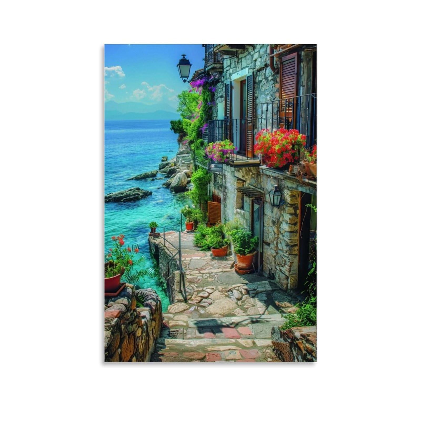 HUERYRYHY Waterfront Blooms 01 Poster Wall Art Canvas Vintage Aesthetic Painting Decor for Rooms 08x12inch Unframe-style