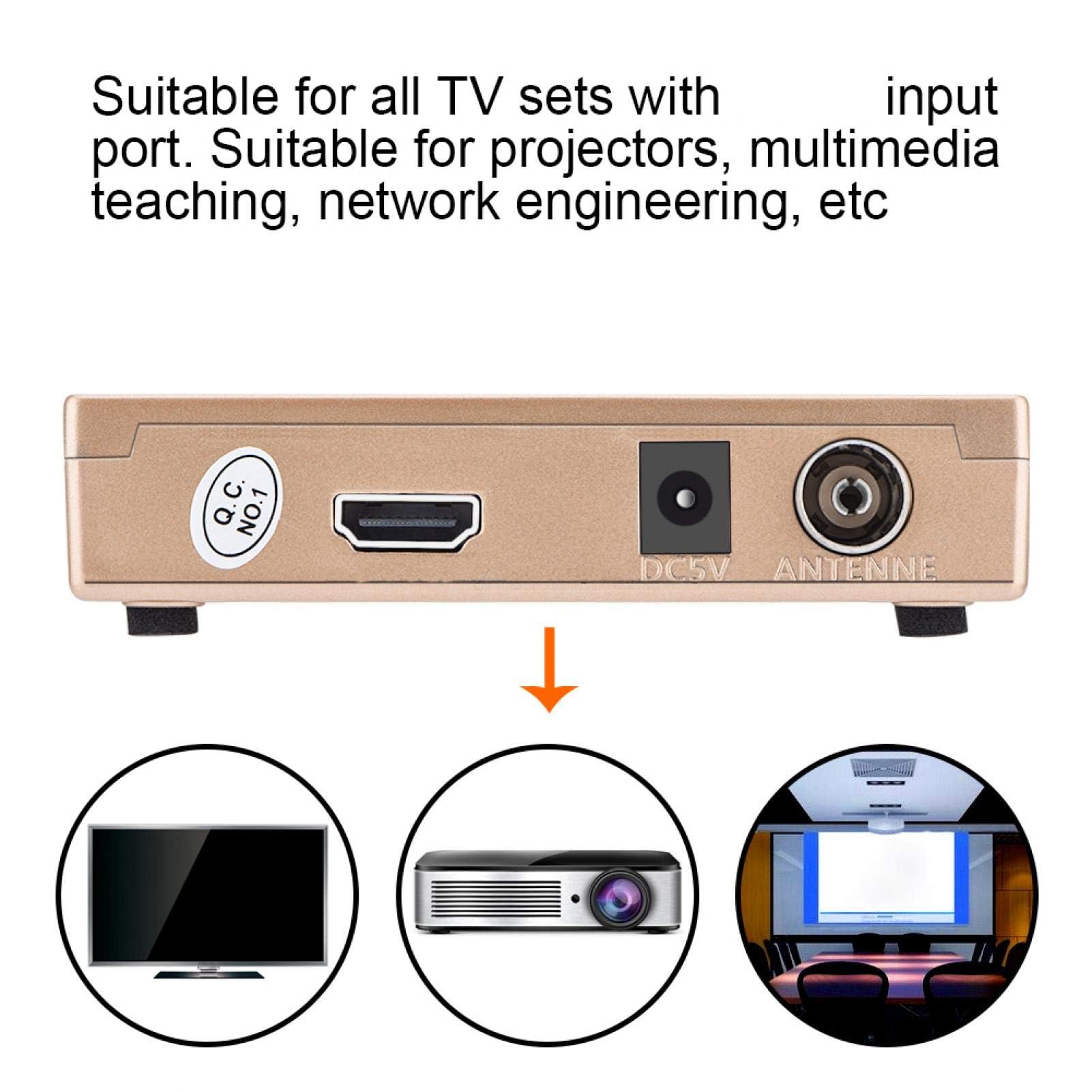 Agatige Ricevitore TV Analogico, Adattatore Convertitore da RF a HDMI con Telecomando, per Proiettori/Insegnamento Multimediale(Spina UE)