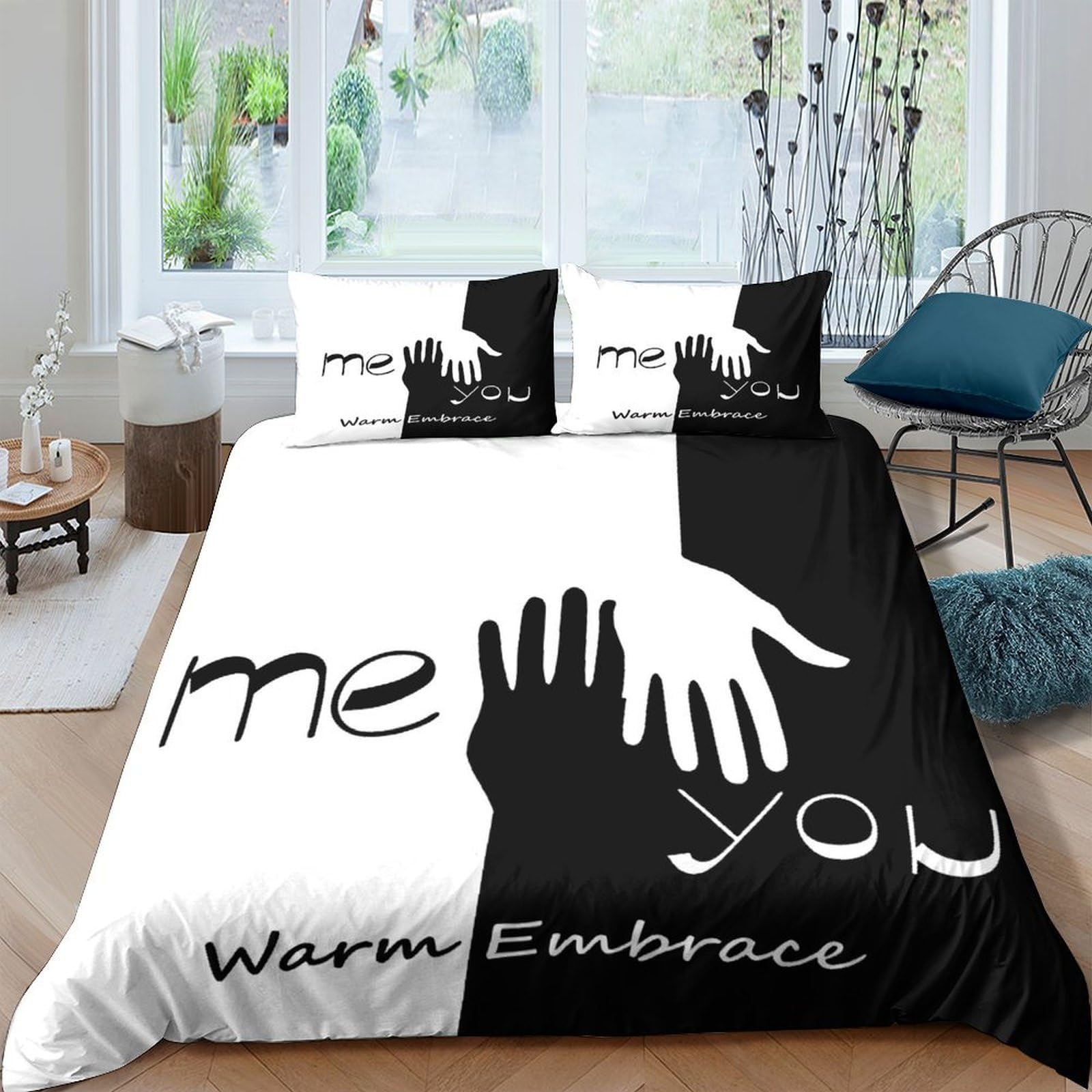 Originelles Pärchen-Motiv 3D Druck Bettwäsche Set Mikrofaser Bezug für Erwachsene Schlafzimmer Dekor Weich Ganzjährig Super King（260x220cm）