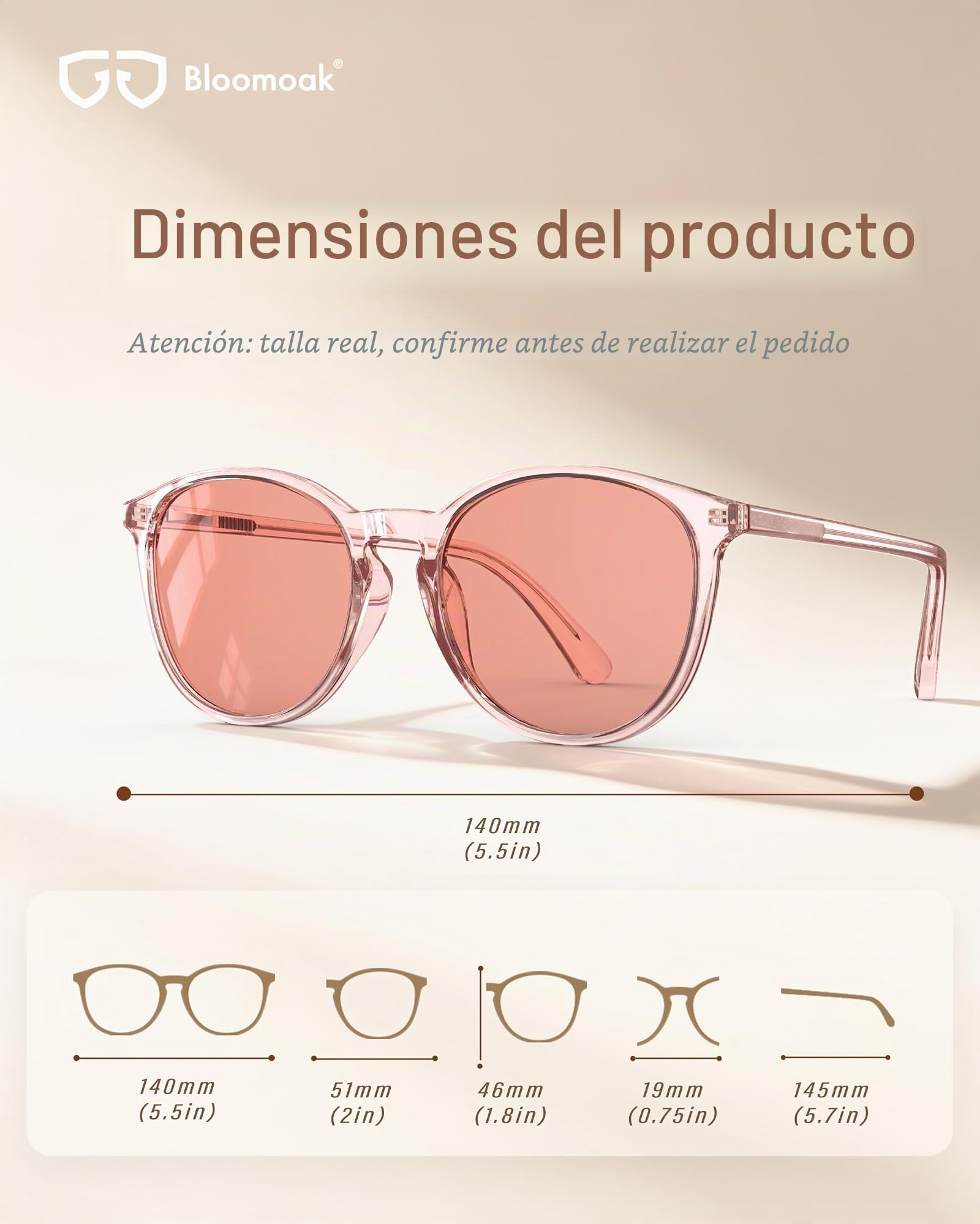 Bloomoak Gafas antimigraña teñidas rosa, estilo retro redondo, anti-luz azul, FL-Flex para sensibilidad a la luz, deslumbramiento LED, fotofobia y fatiga ocular