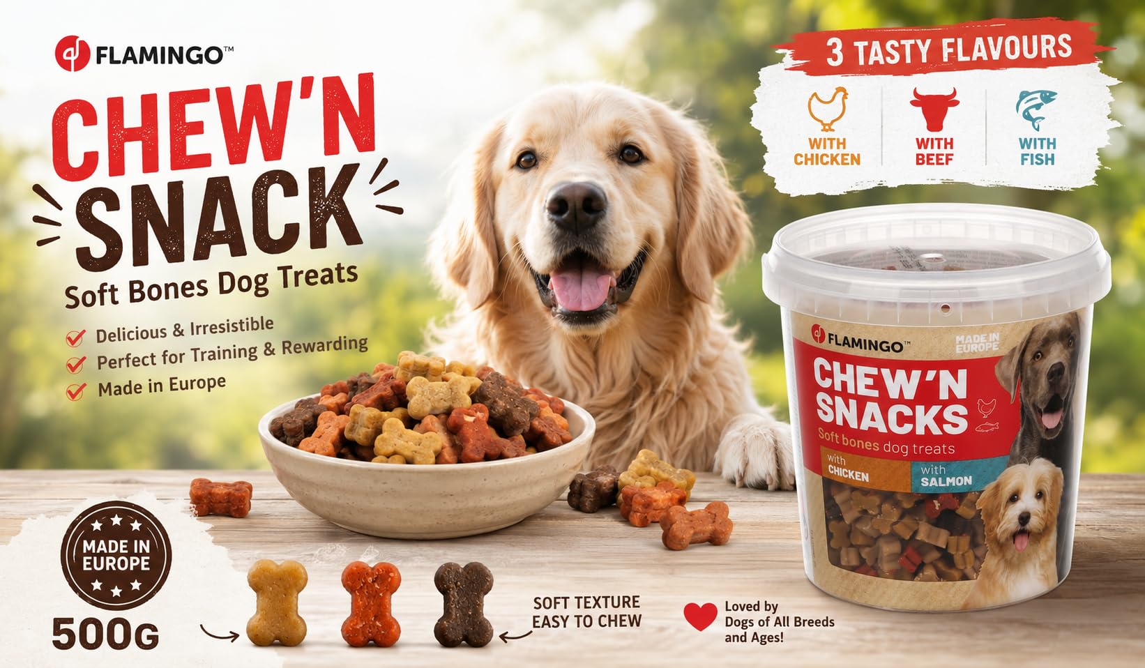 Hundeleckerli - Leckerli Hund - Belohnungshappen mit Huhn, Rind und Fisch 500 g – Ansicht 2