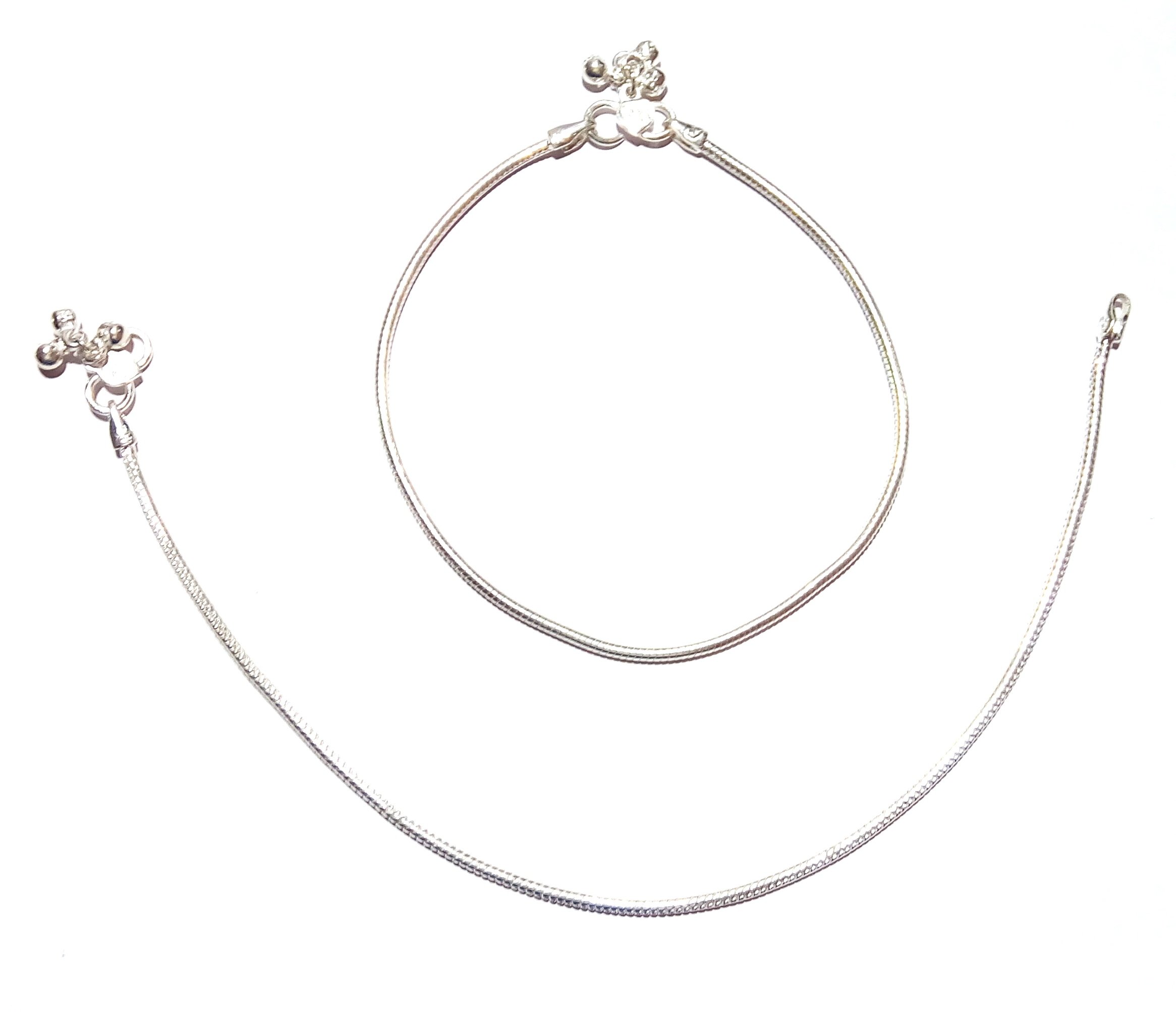 Shree Shobha Collection Silver Anklet for Womens Size-10.5 Inches Weight - 19gm