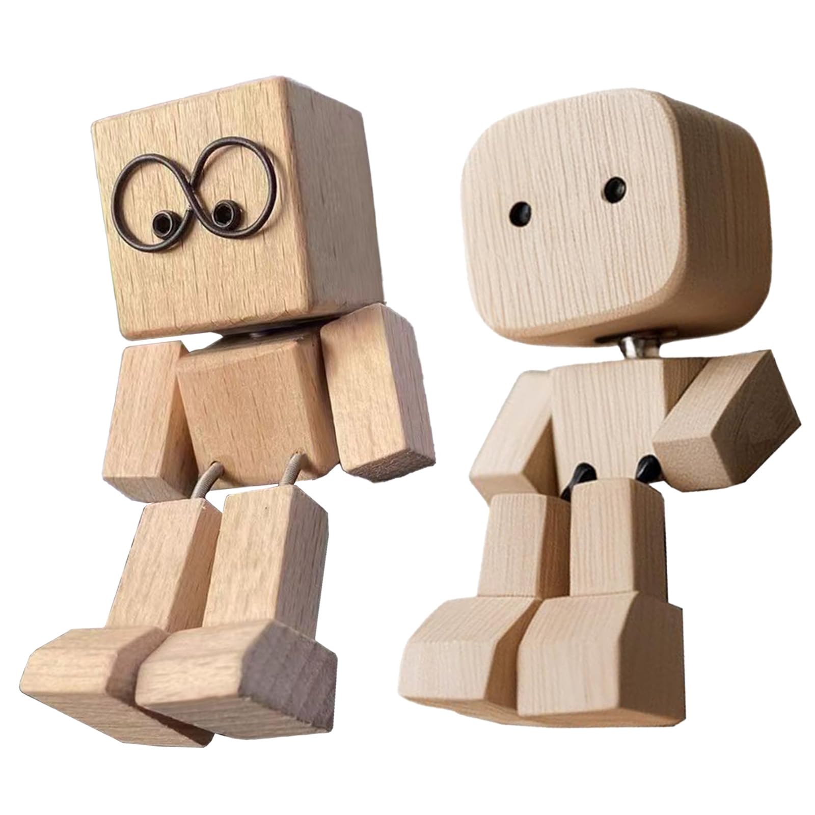 Uoxmiy Grain Shaking Wooden Man Figurine, Shaking Feet Wooden Doll For Car Creative Handmade Woodens Figurine For Car Dashboard, Funny Bobblehead Cars Dashboard Decor Desktop & Gifting Decor (2Pcs)