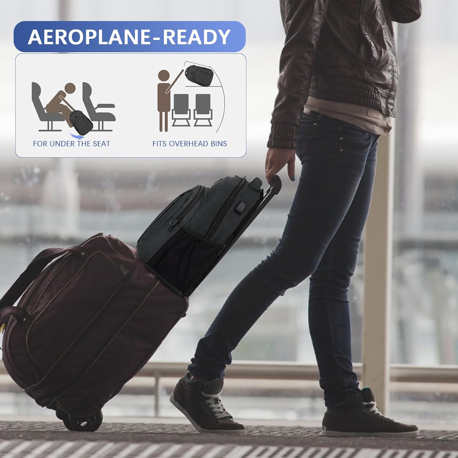 Travel Laptop Backpack,15.6 Inch Business Laptop backpack for Men Women with USB Charging Port,Water-Resistant Laptopack Weekender Daypack for Work College Computer 15.6inch Dark Grey image 6 of 6 B0CXHLT7SP