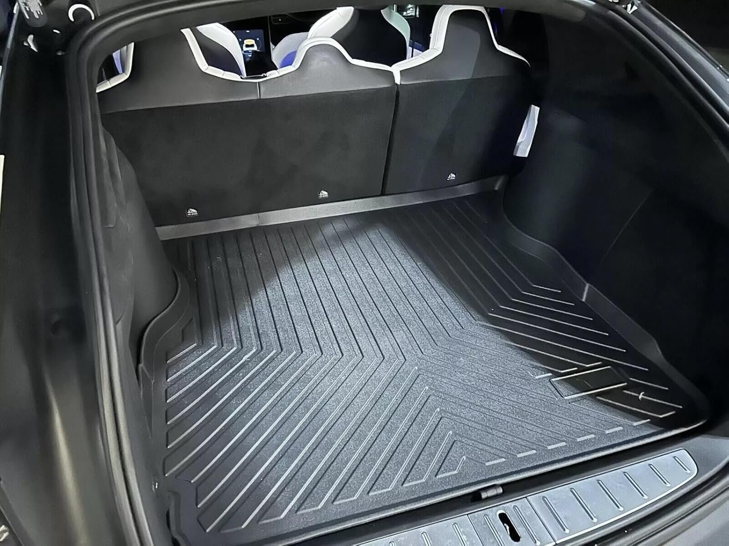Cargo Liner—Trunk Mat for Tesla Model X 2016-2025 (Only for 5 Seat Model)—Weather-Resistant Trunk Mats for Car with Raised Lip—Non-Slip Car Trunk Mat Tray Pad Boot—Laser Pre-Cut Design