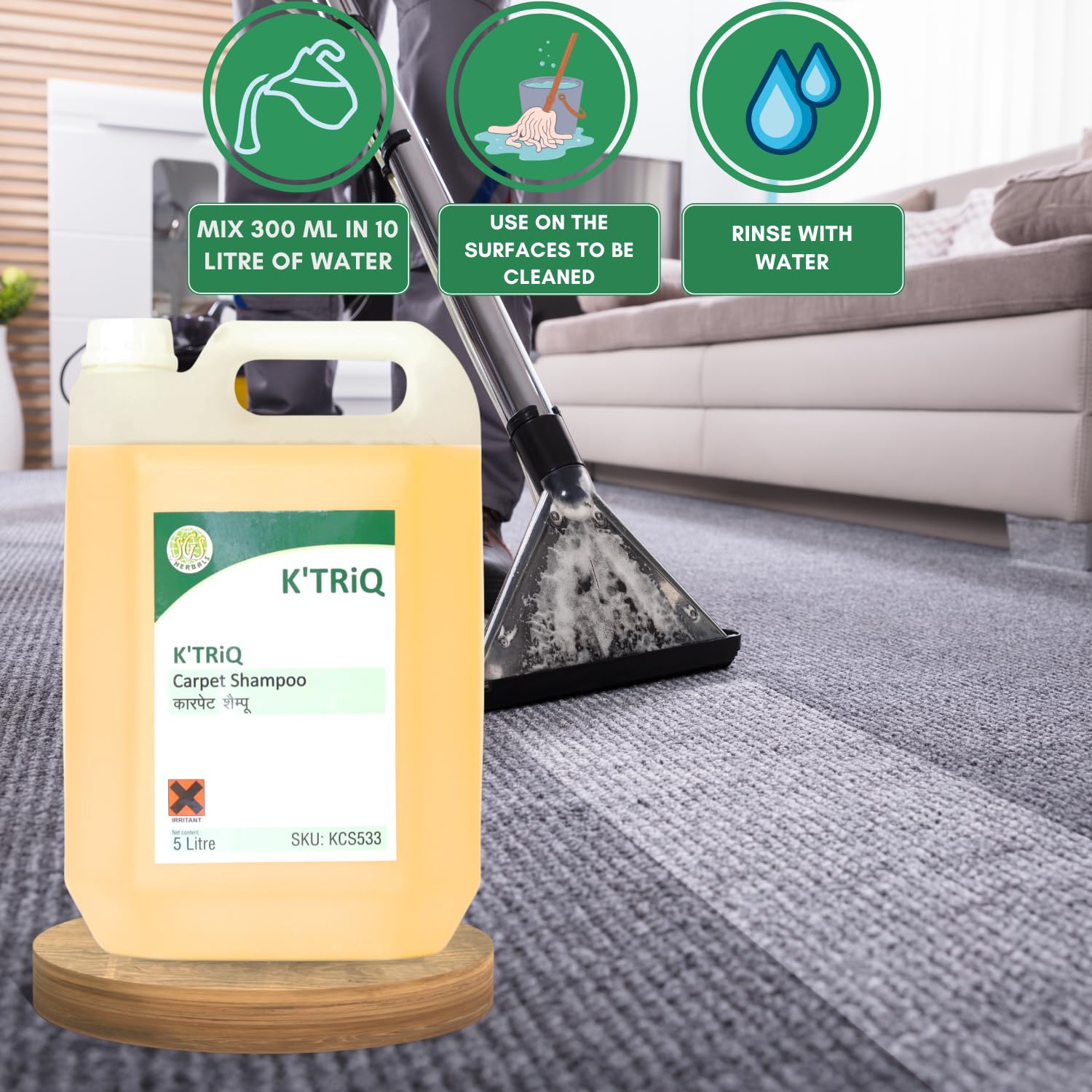 K'TRiQ K-11 Cleaning Chemical Carpet Shampoo, Upholstery Cleaning Liquid for Carpets, Remove Stains & Damp Odors, Non Harsh Chemicals, Clean & Sanitize (5 Litre, Pack of 2) 2