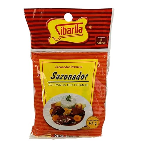 Sibarita Sazonador Aji Panca sin Picante - Sal de condimento peruano para platos sabrosos - 6 sobres de 0.34 oz cada uno