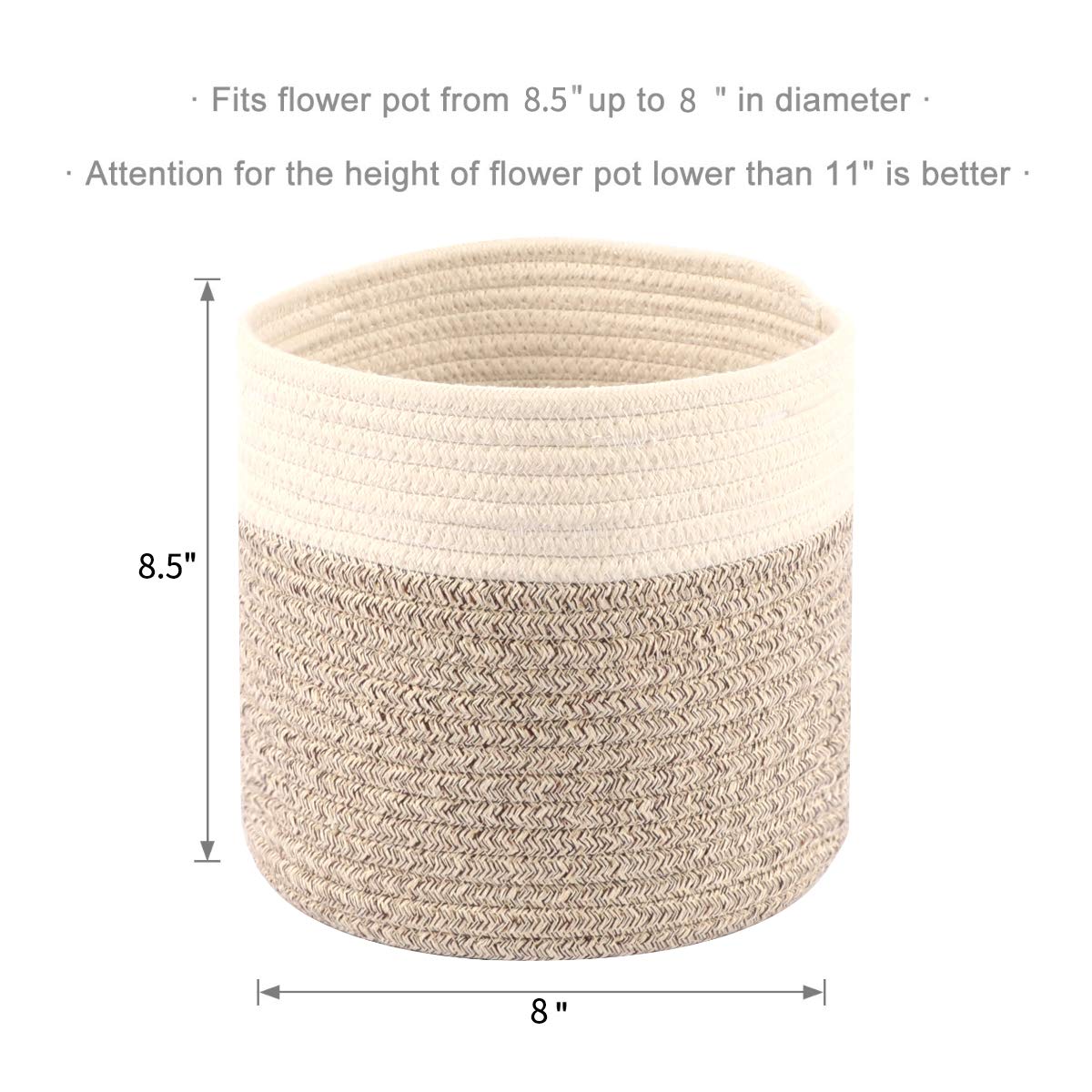 Panier à Plantes En Coton Tressé 20x20cm - Décoration Maison Pliable Avec Poignée