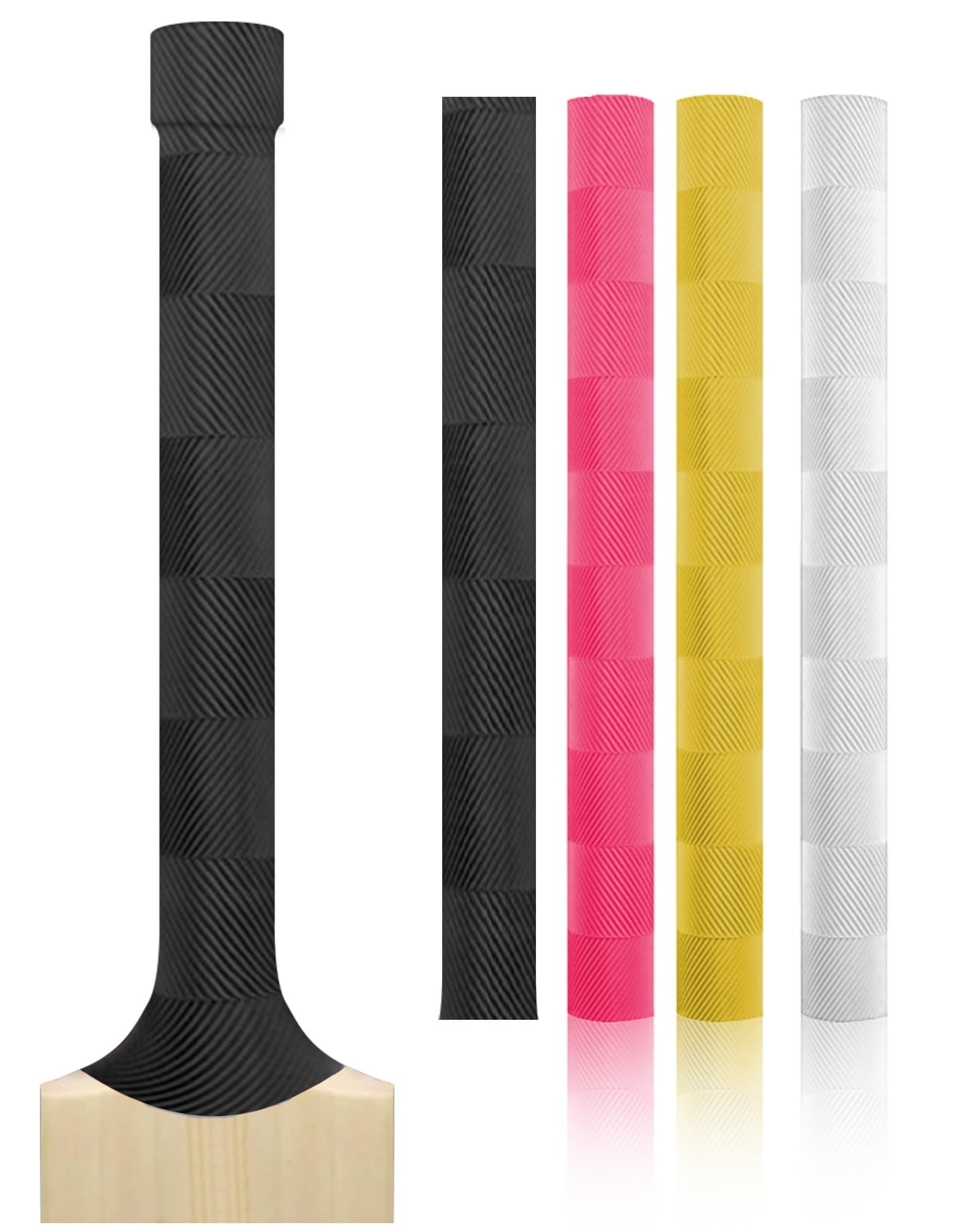 Cricket Bat Grips – Premium Rubber Cricket Bat Grip Tape for Maximum Hold & Shock Absorption | 2 Styles | Multi-Color | Pack of 4| Durable Bat Grips Cricket (4, Chevron)