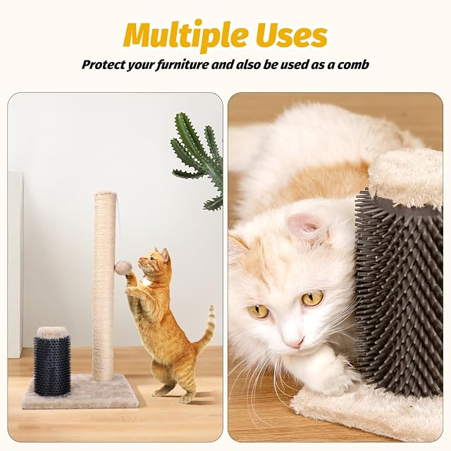 Foto 4 de 7 de Nobleza Rascador para Gatos， Poste de Rascador para Gatos， Cuerda de Sisal Natural con Bolas Juguete y Peine…