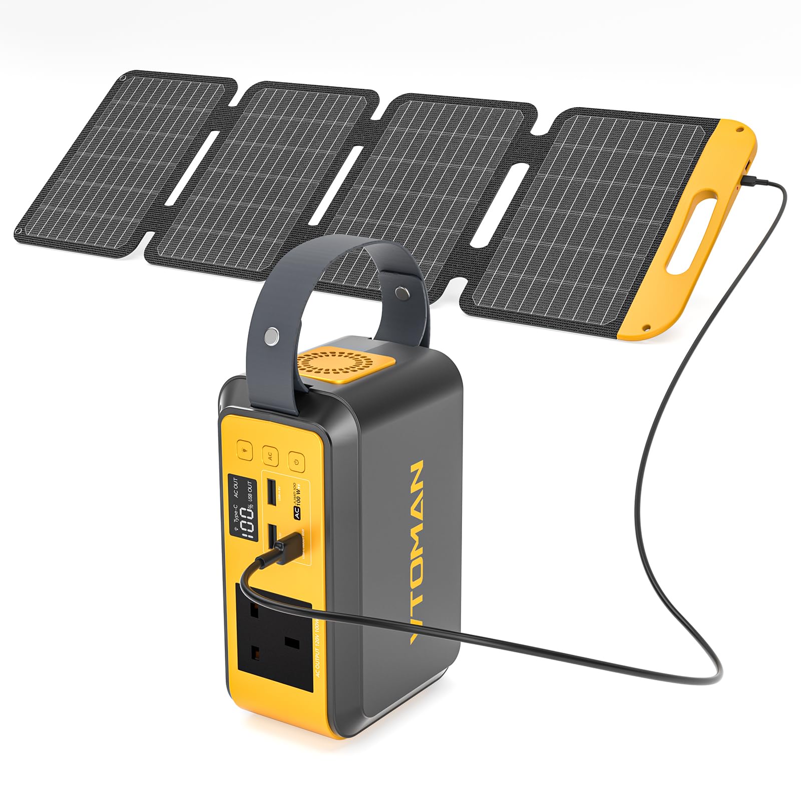 VTOMAN Jump 100 Portable Power Station with 40W Solar Panel 89.6Wh Solar Generator LiFePO4 Battery Power Station, with 230V AC Output and PD 65W Fast Charge, for Camping, Emergency,Home Backup
