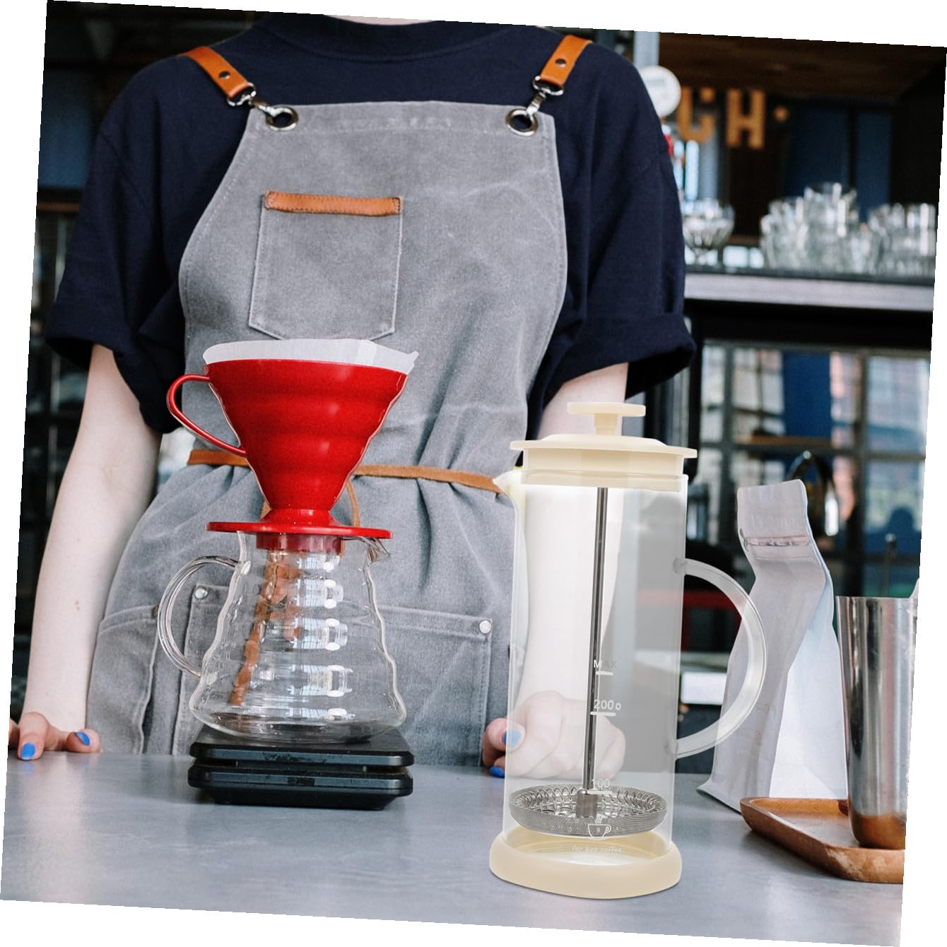 Montalatte Manuale per Latte Casalingo in Acciaio Inossidabile e Vetro, Miscelatore per Latte Cappuccino Pompa Manuale, Strumento per Schiumatura Cremosa di Caffè e Bevande Calde