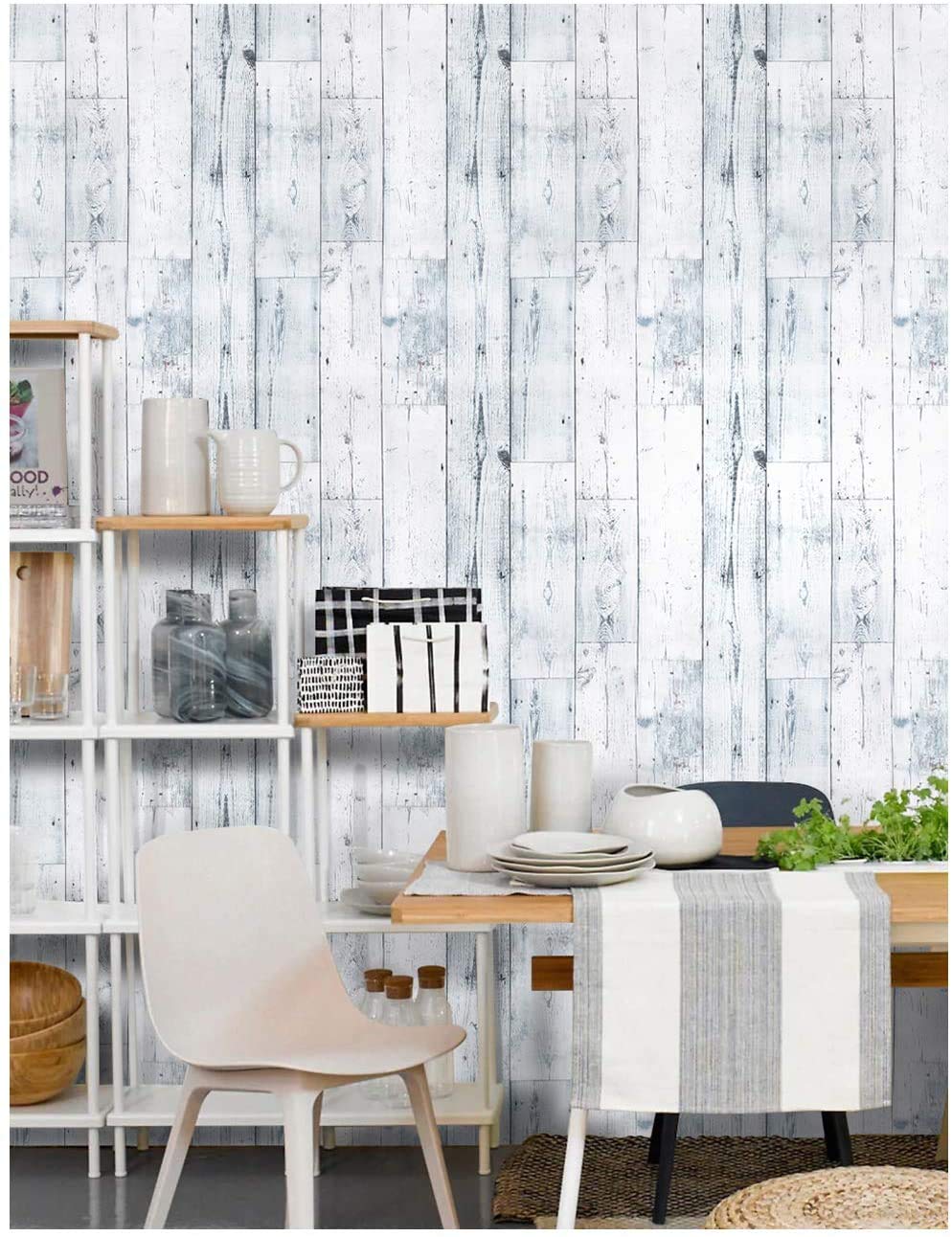 Papier peint autocollant pour rénover facilement un meuble effet bois gris 6 m