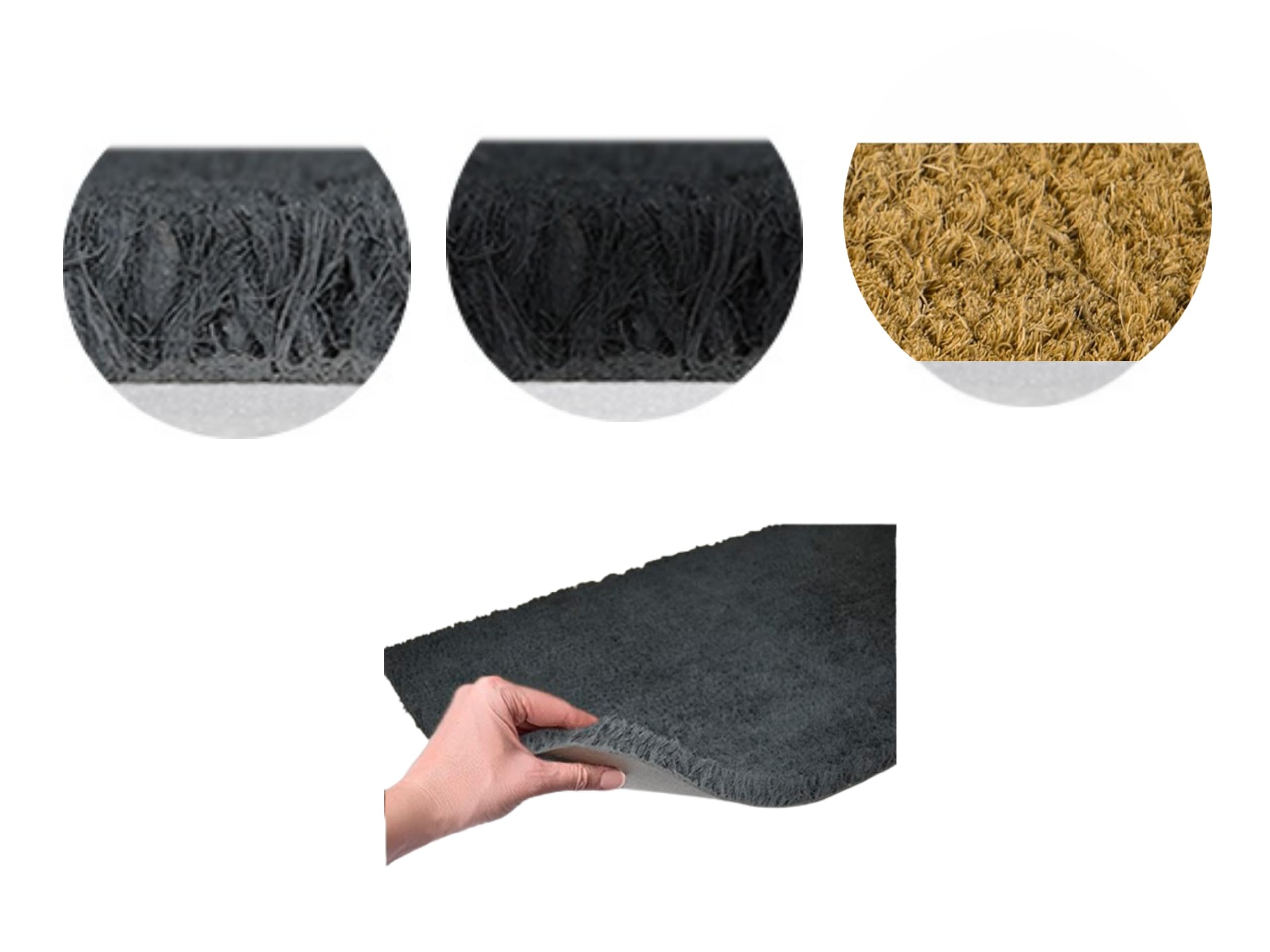 Zerbino in cocco Grigio, Nero o Naturale (Grigio, 50 x 90 cm. 23mm)