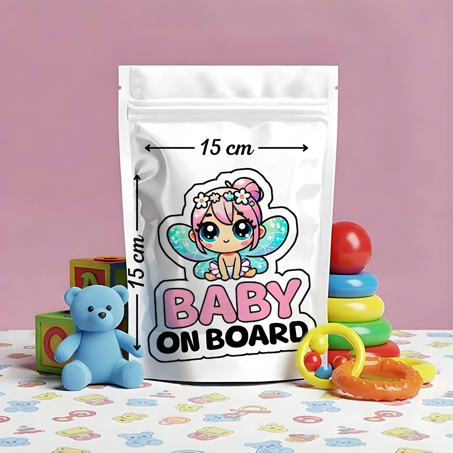 Baby on Board Sign for Car Baby Fairy, High Visibility Window Sticker Badge, Easy Apply & Remove, Universal Safety Sign - Image 2