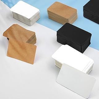 souG 600pcs Kraft Paper Blank Kraft Message Business Gift Card Word Card 3.5 x 2 inches (Black,White and Brown)