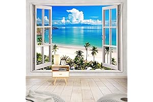 Tropical Tapestry Window Scene: A Scenic Gateway to Coastal Living