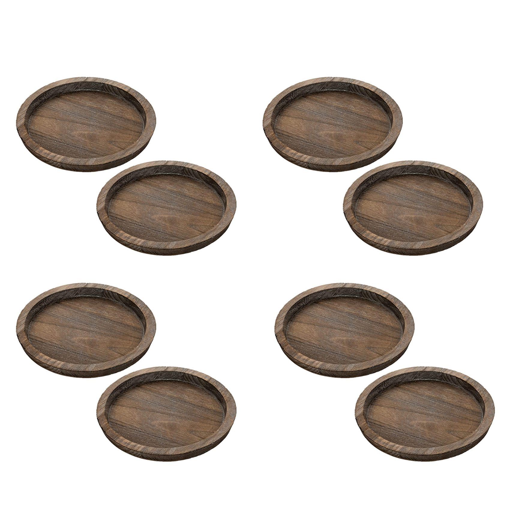 Hndhbfgrt 8Pcs Rustic Wooden Tray Candle Holder - Small Decorative Plate Pillar Candle Tray Wood for Farmhouse Dining Table