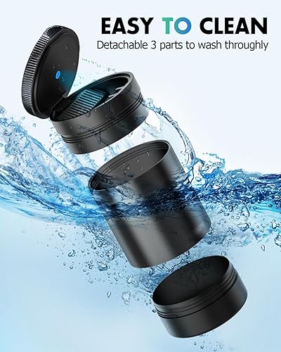 Miniatura 2 de Cenicero con tapa, cenicero portavasos, a prueba de olores y humo, mini cubo de basura portátil para automóvil, cenicero desmontable de aleación de