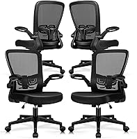 Vista 17 de Sillas de escritorio de oficina con ruedas, silla ergonómica de malla con soporte lumbar de altura ajustable, silla giratoria para computadora