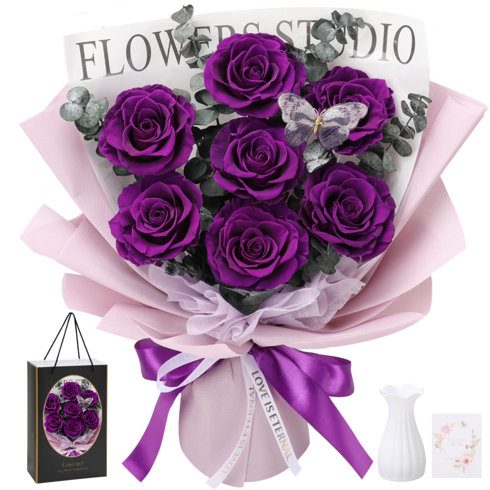 Casaido 7 Purple Roses Bouquet