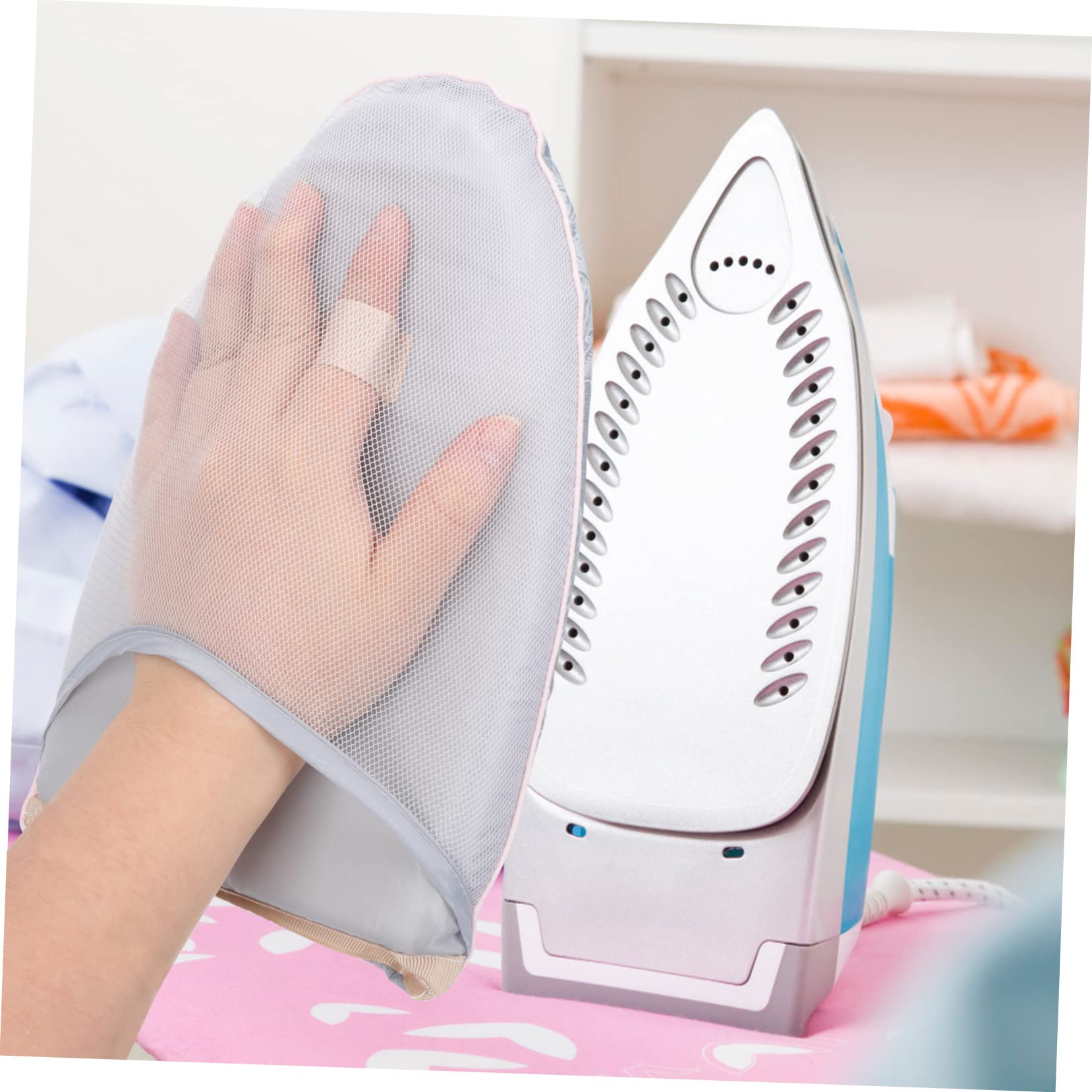 STOBAZA 4pezzi Guanto Da Stiro Con Copertura Isolante Per Stiro Portatile Accessorio Per Viaggi e Uso Domestico Con Design Fiori