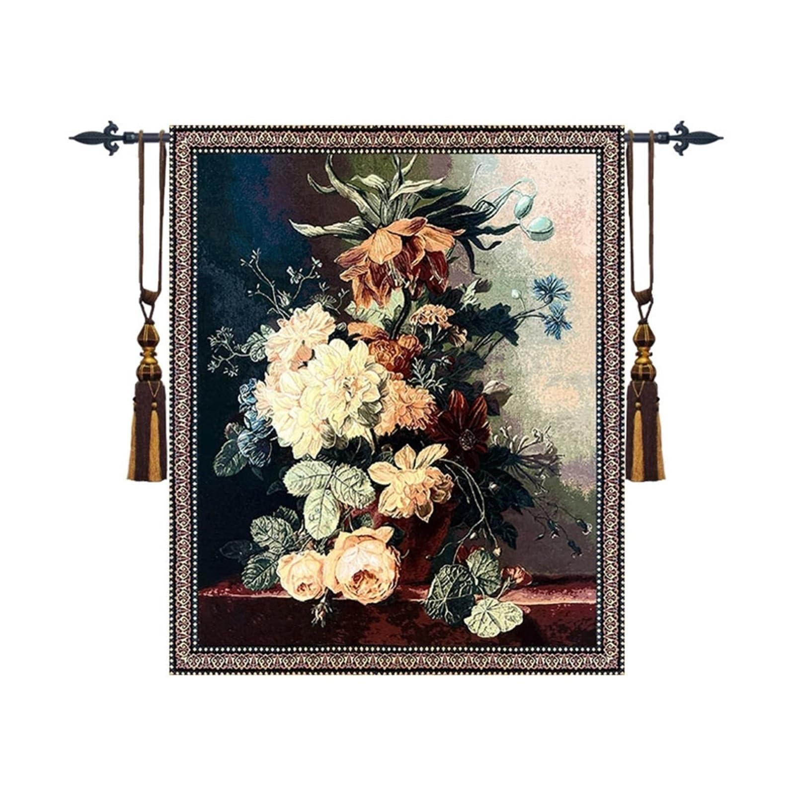 Tapisserie murale florale vintage et tenture jacquard nature morte pour salon