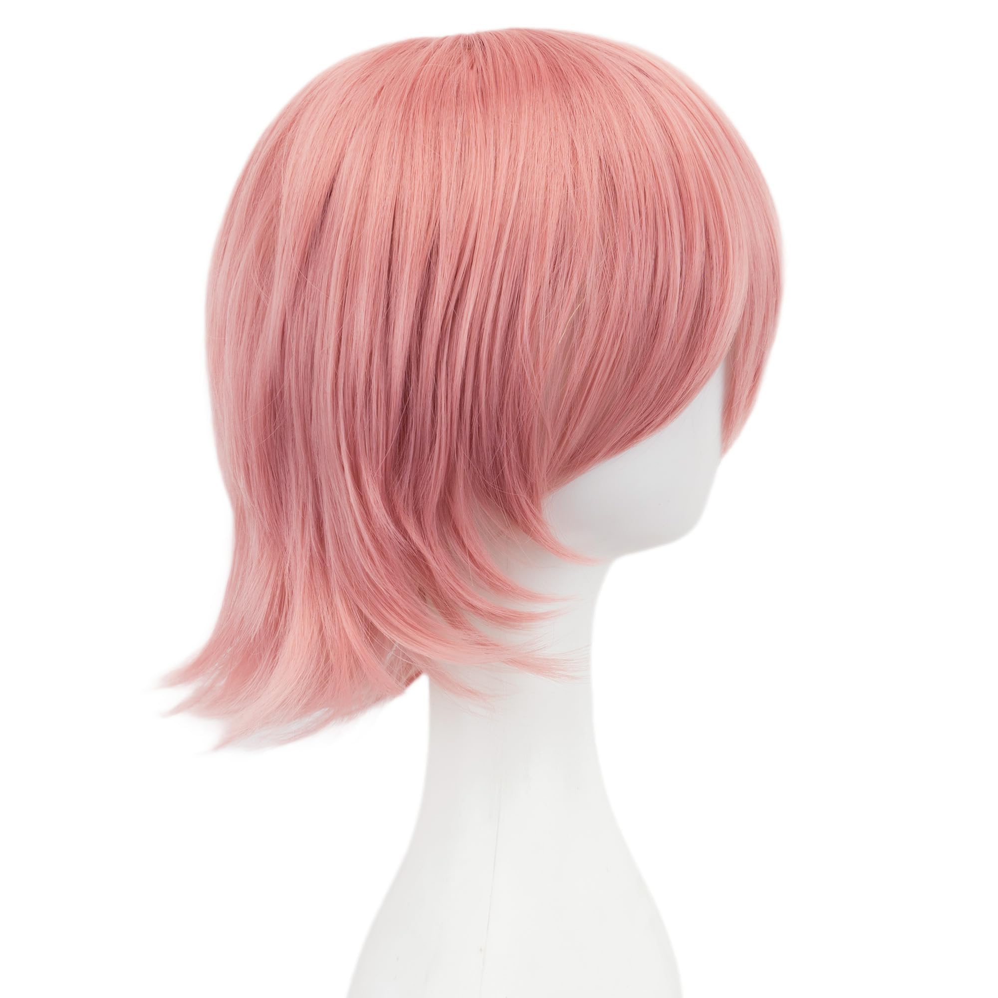 IMISSU Unisex Short Hair Party Wig with Bangs Halloween Costume Wigs (Pink) - Image 4