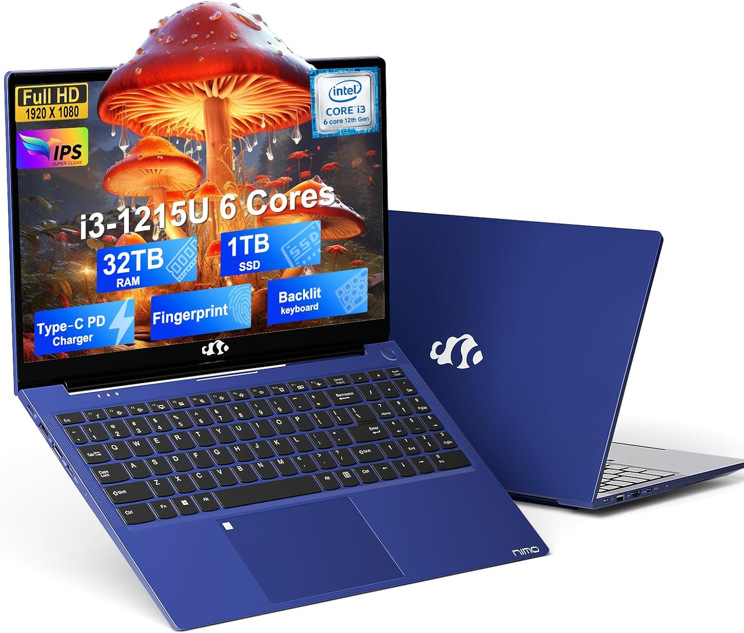 NIMO 15.6 IPS FHD-Laptop, 32GB RAM 1TB SSD 12th Gen Intel Core i3-1215U (6-Cores Up to 4.4GHz, Beat i5-1135G7) Fingerprint Business Computer with Backlit Keyboard 54Wh Battery Win 11 NIMO 15.6 IPS FHD-Laptop, 32GB RAM 1TB SSD 12th Gen Intel Core i3-1215U (6-Cores Up to 4.4GHz, Beat i5-1135G7) Fingerprint Business Computer with Backlit Keyboard 54Wh Battery Win 11