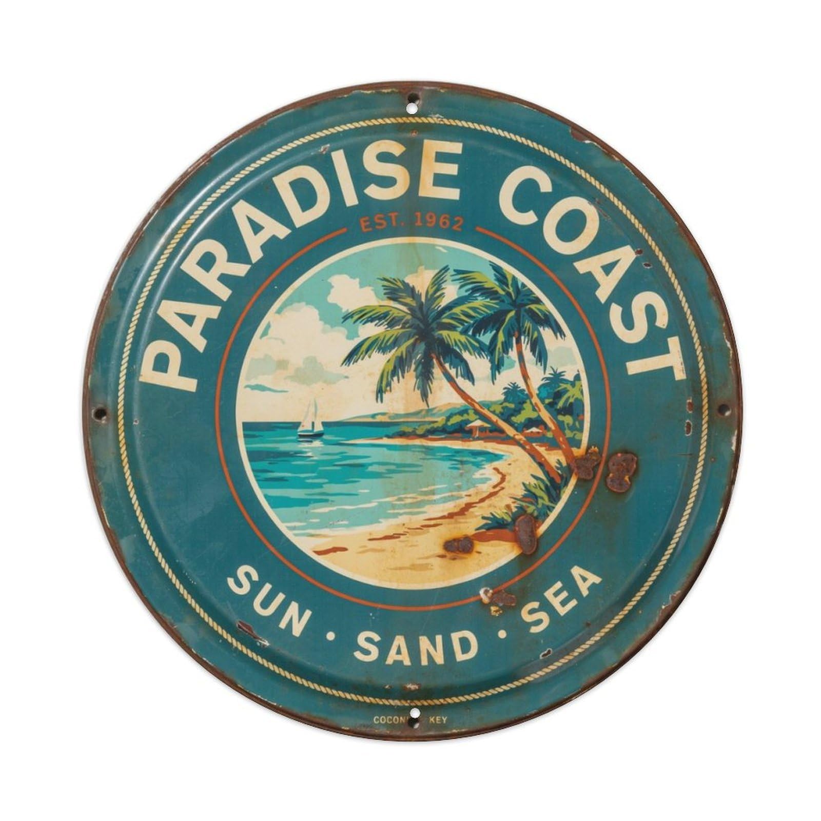 Retro-Tropical-Beach-Sign Metal Tin Sign Plaque