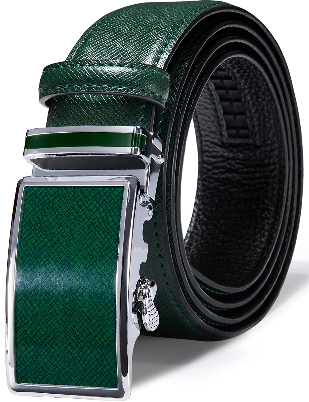 Barry.WangMens Ratchet Belt,Genuine Leather Belt with Automatic Buckle Fashion Gift Set for Men