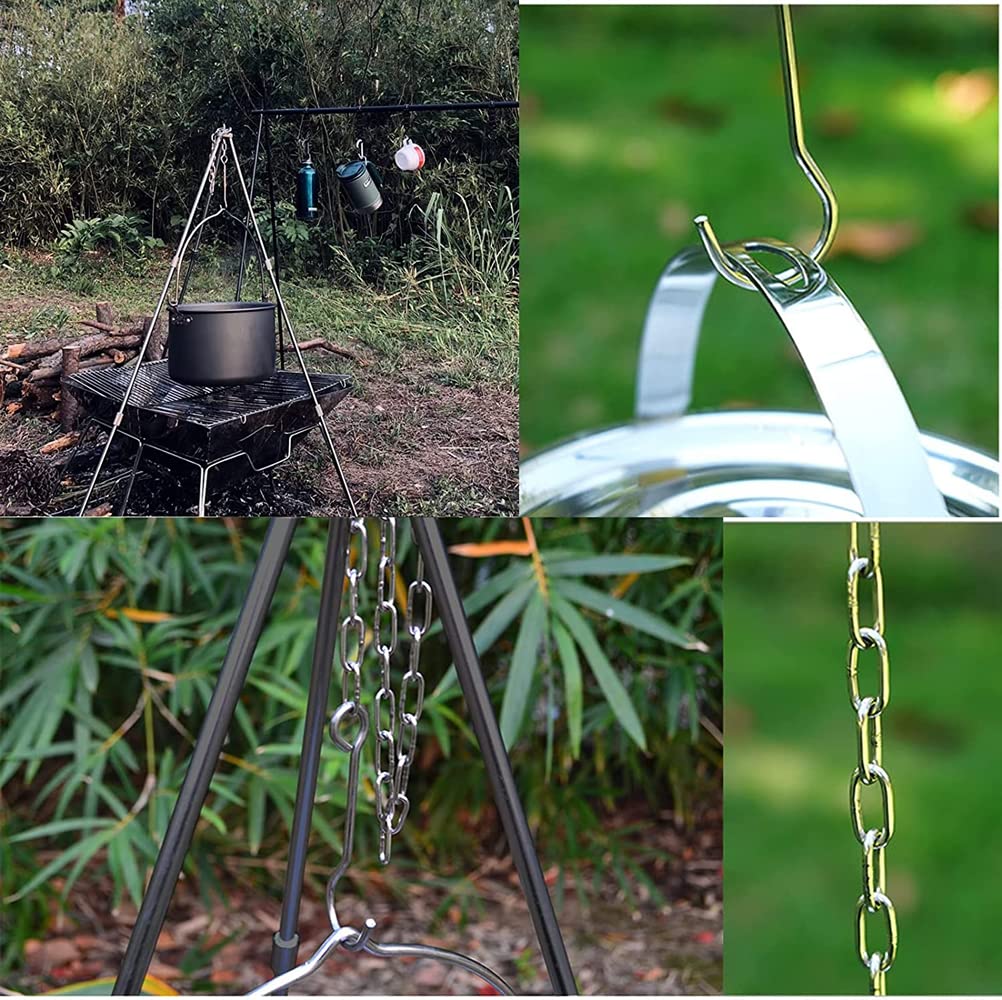 Draagbare Outdoor Kampvuur Koken Statief, Verstelbare Hangketting, Hang Pot Grill Stand, Kookgerei Accessoire Voor Kampeerliefhebbers Wandelen, Picknicks