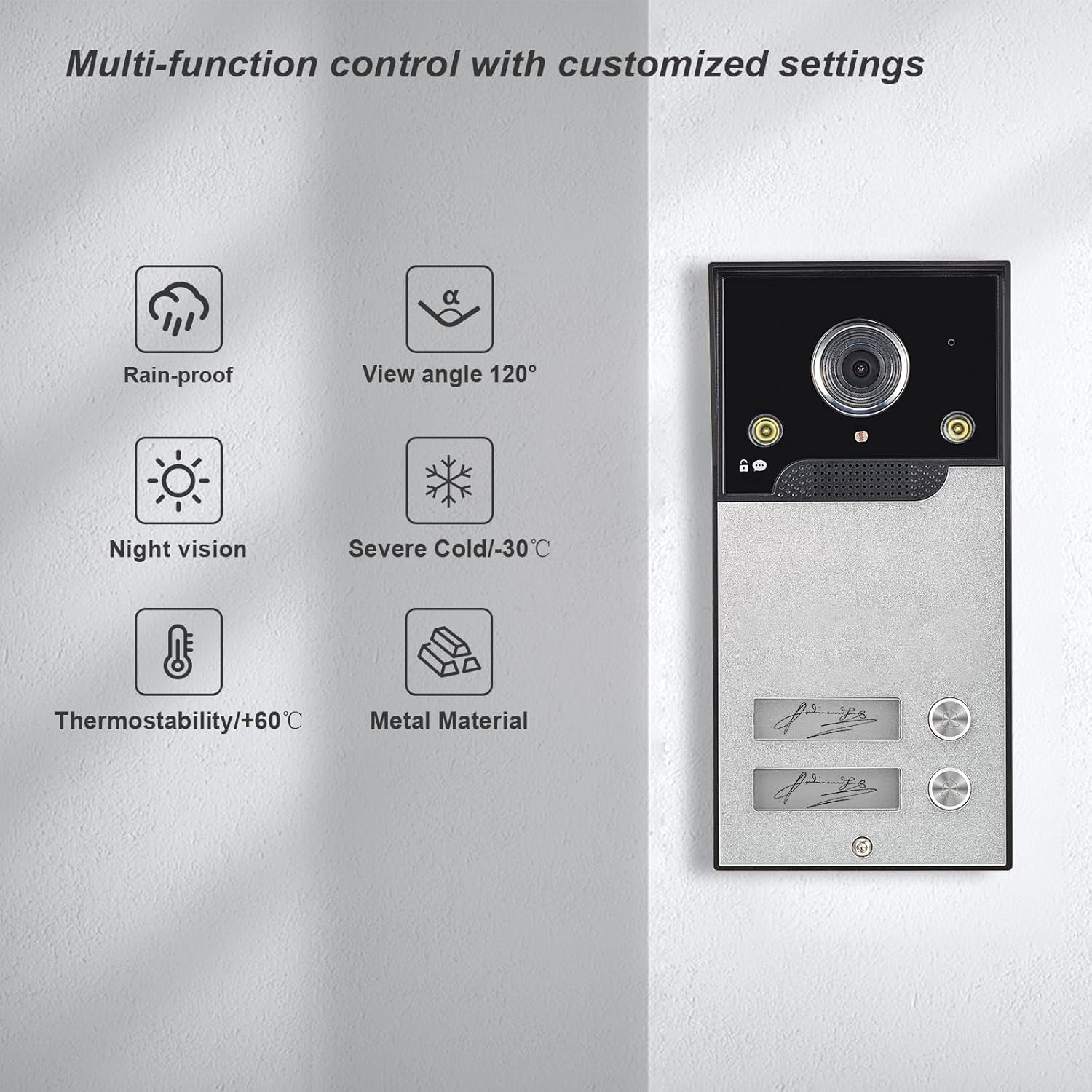 WiFi Wired Video Doorbell System, 7 Inch Ring Video Doorbell Camera with Monitor, Support Two-Way Intercom Unlock & 1080 HD IR Night Vision for Villa Home Office Apartment, with 1 Camera & 2 Monitors