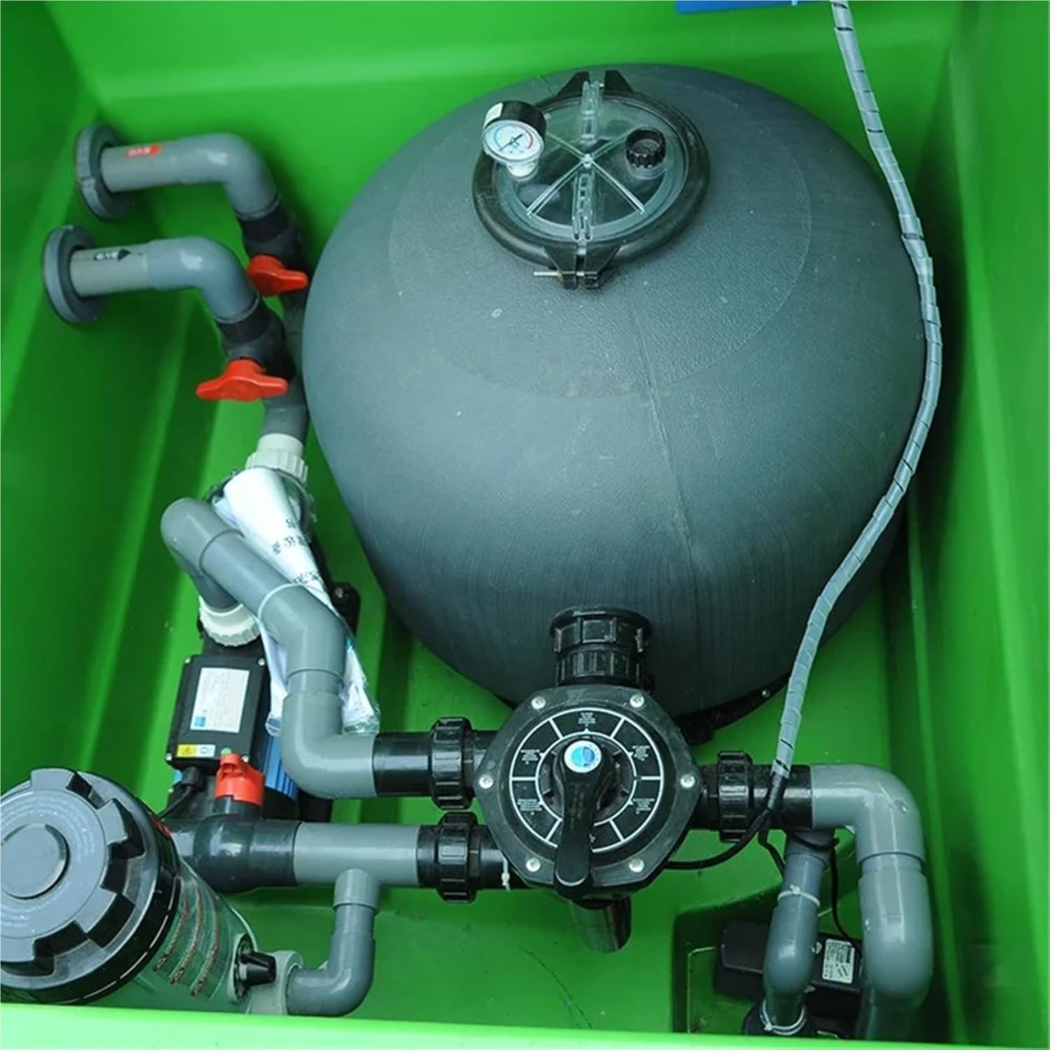 Integrated swimming pool sand filter with pump for filtration system(Blue)