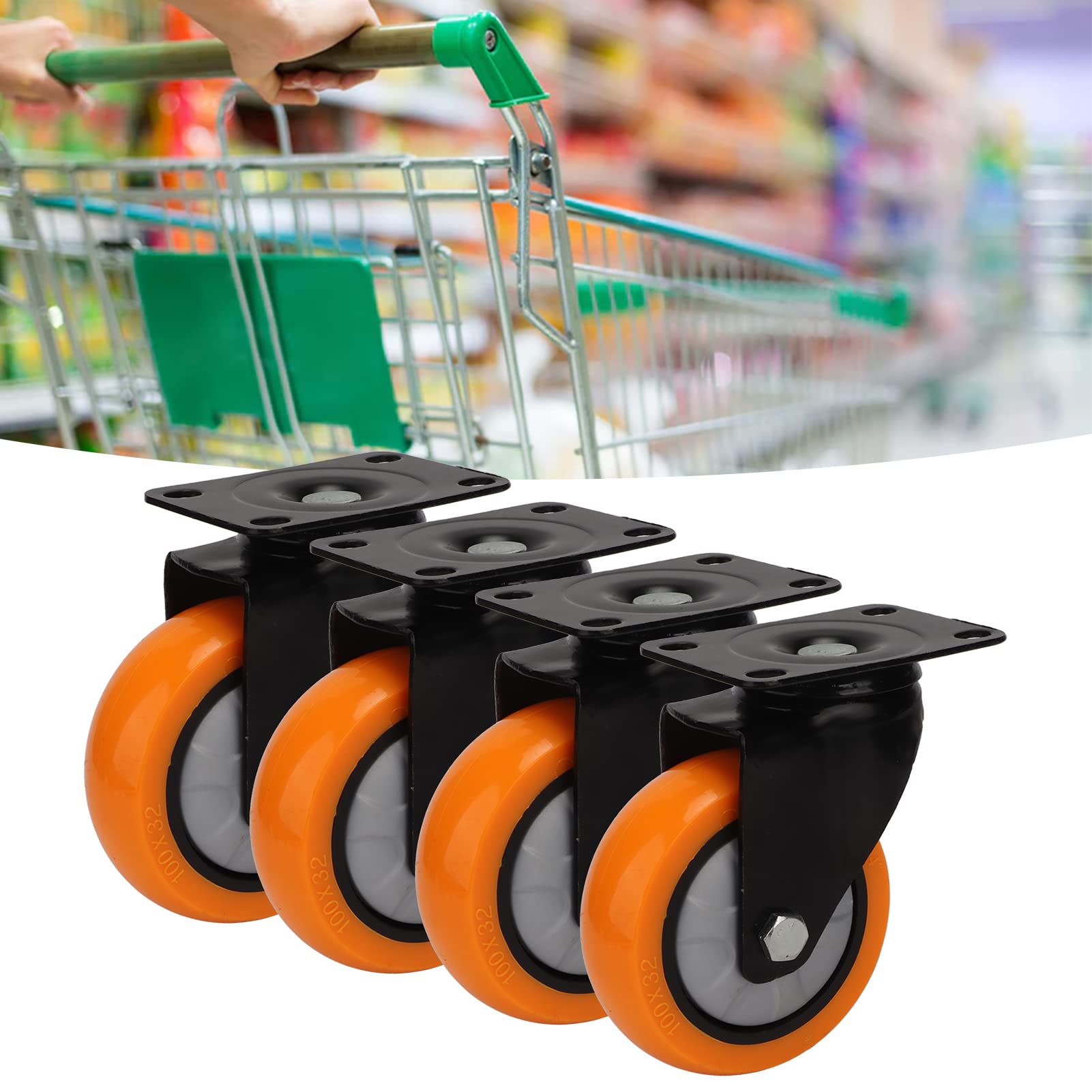 Wagi ciężkie koła 4 -calowe obrotowe płyty PVC z blokowaniem hamulca do użytku przemysłowego ciężkie sprzęt supermarkets Restauracje Szkoły Szpitale Stal nierdzewna 4PCS