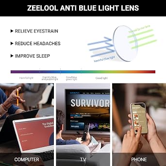 Zeelool Blue Light Glasses for Women Chic Rectangle Eyeglasses Frames Designer Eyewear Glasses Anti UV