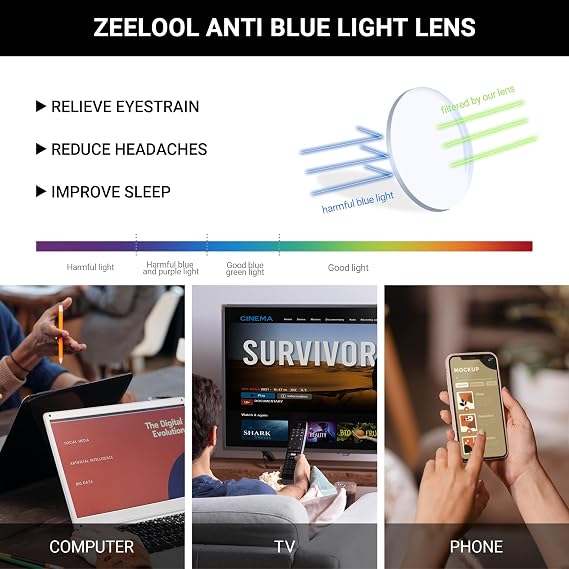 Zeelool Blue Light Glasses for Women Chic Rectangle Eyeglasses Frames Designer Eyewear Glasses Anti UV