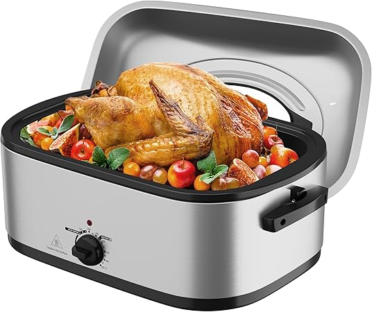 Sunvivi Electric Roaster Oven with Visible Self-Basting Lid, 24 Quart