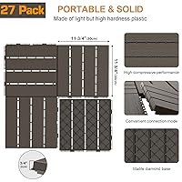 Vista 3 de Goovilla Azulejos de plástico entrelazados para terraza, paquete de 27 pisos de balcón, suelo impermeable de 12 x 12 pulgadas, para todo