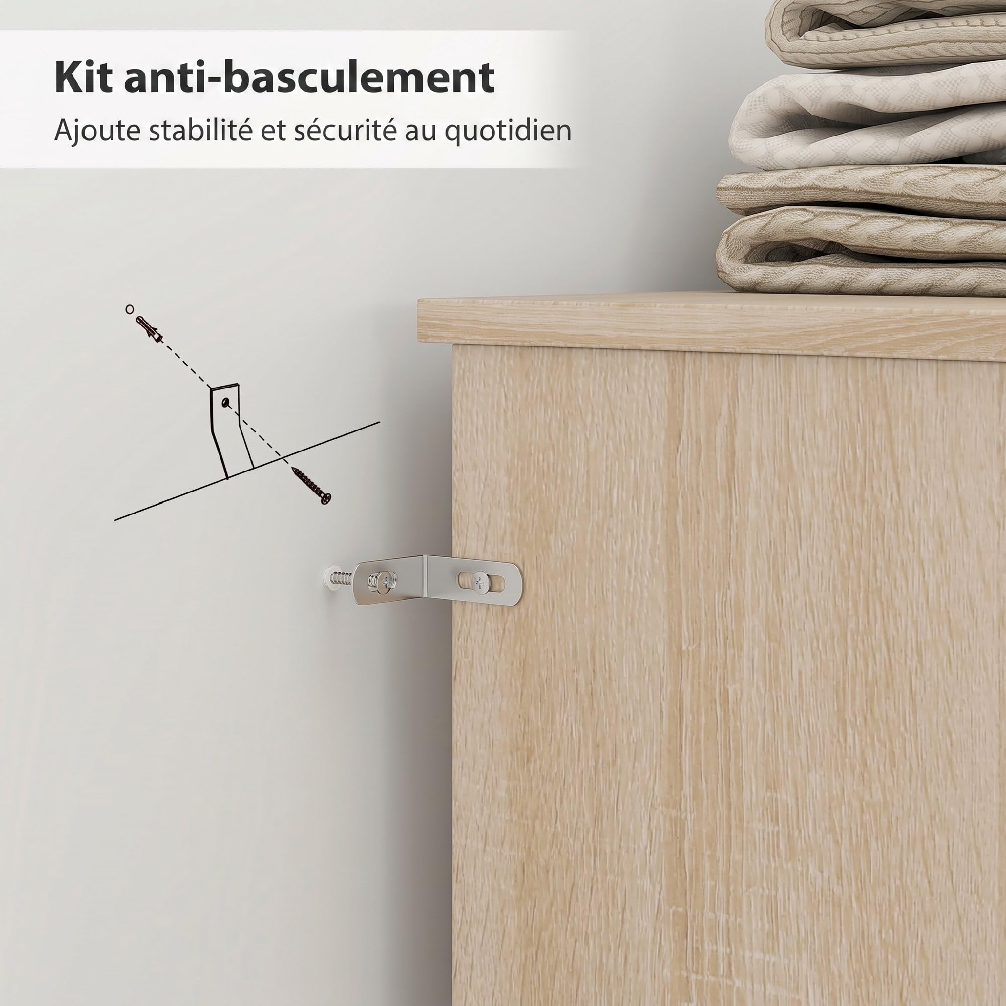 HOMCOM Tête de lit sur Pied 160 cm avec rangements, Accessoire de lit Moderne avec 4 Compartiments Ouverts pour Chambre, 160 x 20,2 x 108,2 cm, Bois Naturel