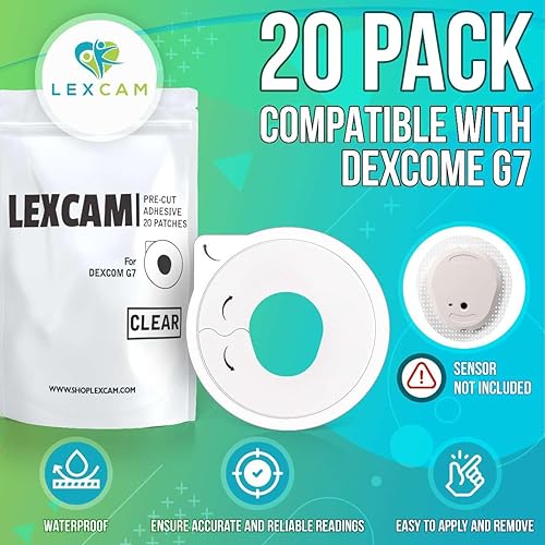 Miniatura 8 de Dexcom - Parches adhesivos G6 paquete de 20 unidades parche impermeable CGM Lexcam color transparente