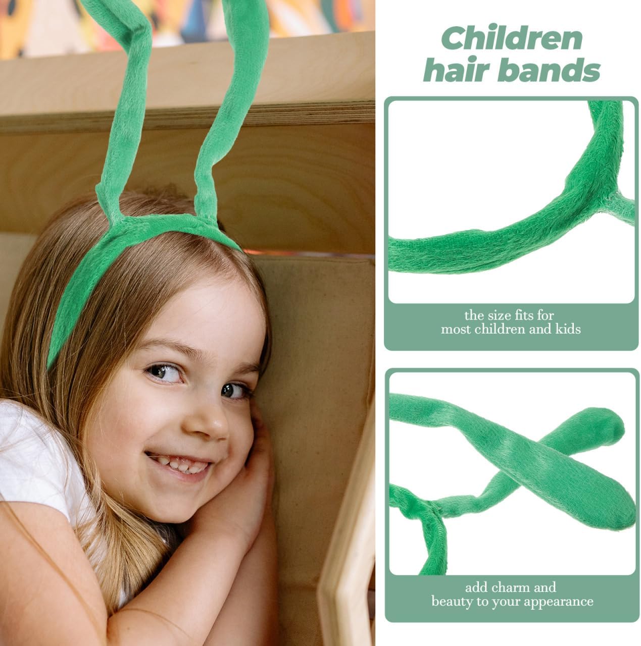 ABOOFAN Little Bee Headband for Kids with Green Bee Tentacle Antennae 11.81 Inch Comfortable Party Hair Band for Costume Easter Halloween Carnival - Image 3