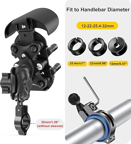Miniatura 5 de iMESTOU Soporte de teléfono para motocicleta antivibración, amortiguador de golpes, base de montaje de bola de 1 pulgada, giratoria de 720, se