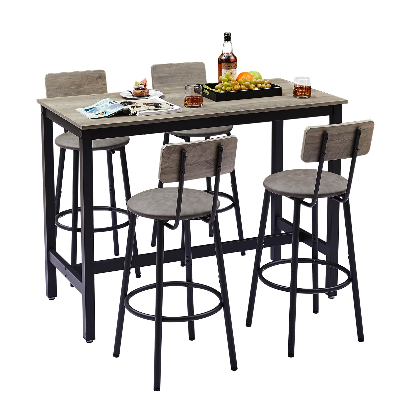 Buy Tatub Bar Table and Chairs Set of 4, Industrial Bar Table with Stools Behind Couch, Pub