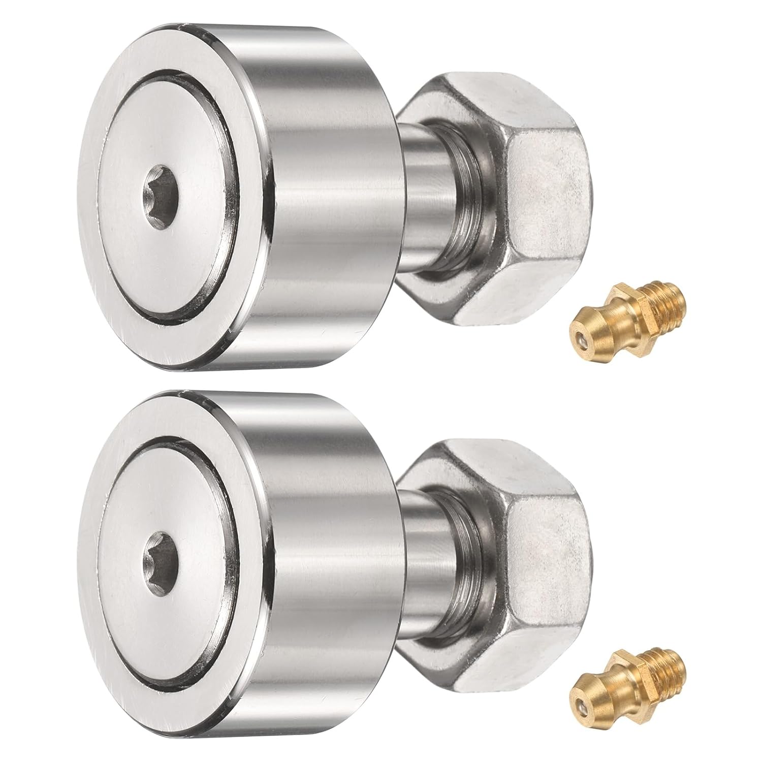 uxcell 2pcs CF18 Cam Follower KR40 Needle Roller Bearing, Chrome Steel Track Runner Bearings, 40mm Roller Diameter, M18x1.5mm Male Thread Stud Type for Machine Tool Guide Rail