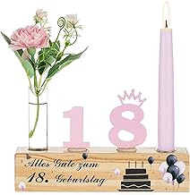 Romadedi 18th Birthday Decoration for Girls - Birthday Train Wooden Birthday Wreath Birthday Plate Birthday Ring Birthday Candle Holder Gifts Party Decoration