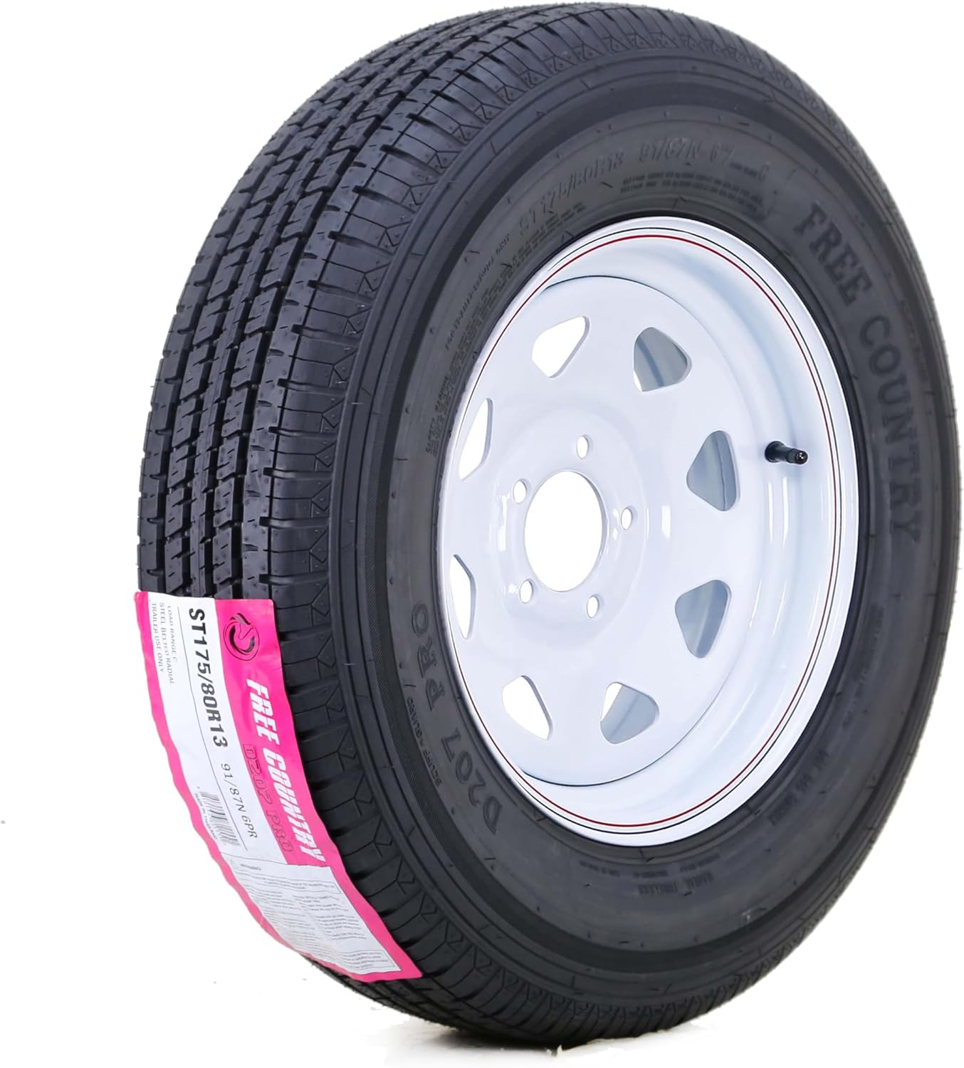Free Country Trailer Tire Wheel Assembly ST175/80R13 6-Ply C 91M 5 Lug on 4.5" PCD White Spoke Wheel