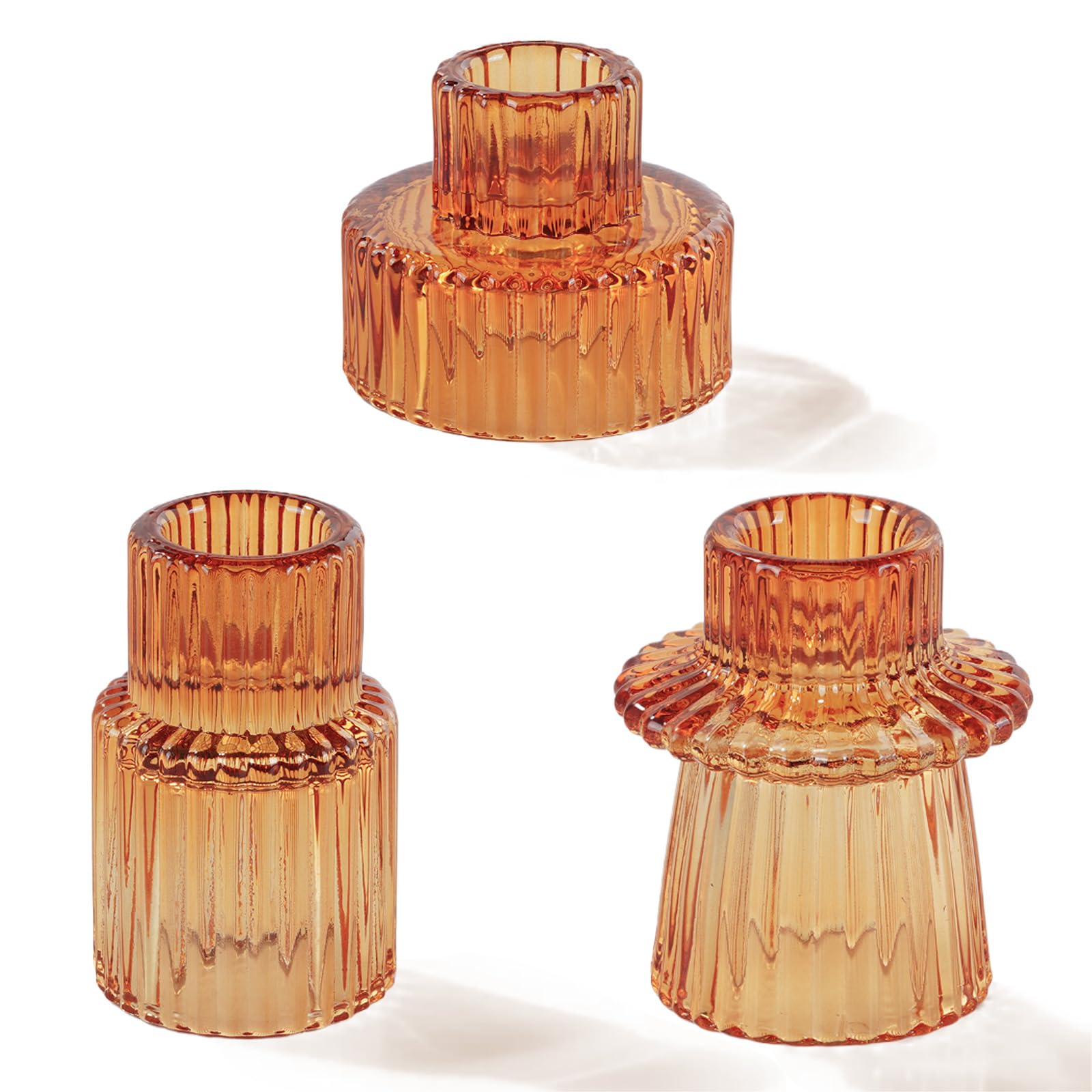 Bougeoirs en verre ambré haut de gamme Homemory pour décoration raffinée